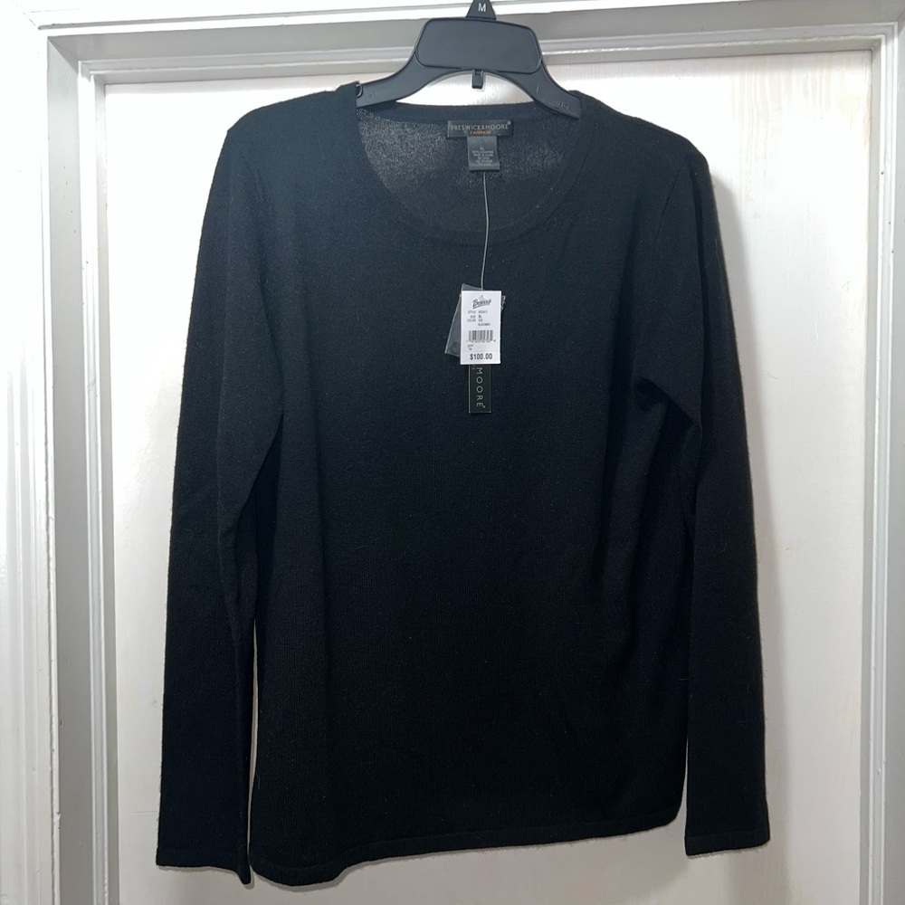 Preswick & Moore Solid Black Cashmere Sweater - New with Tags!